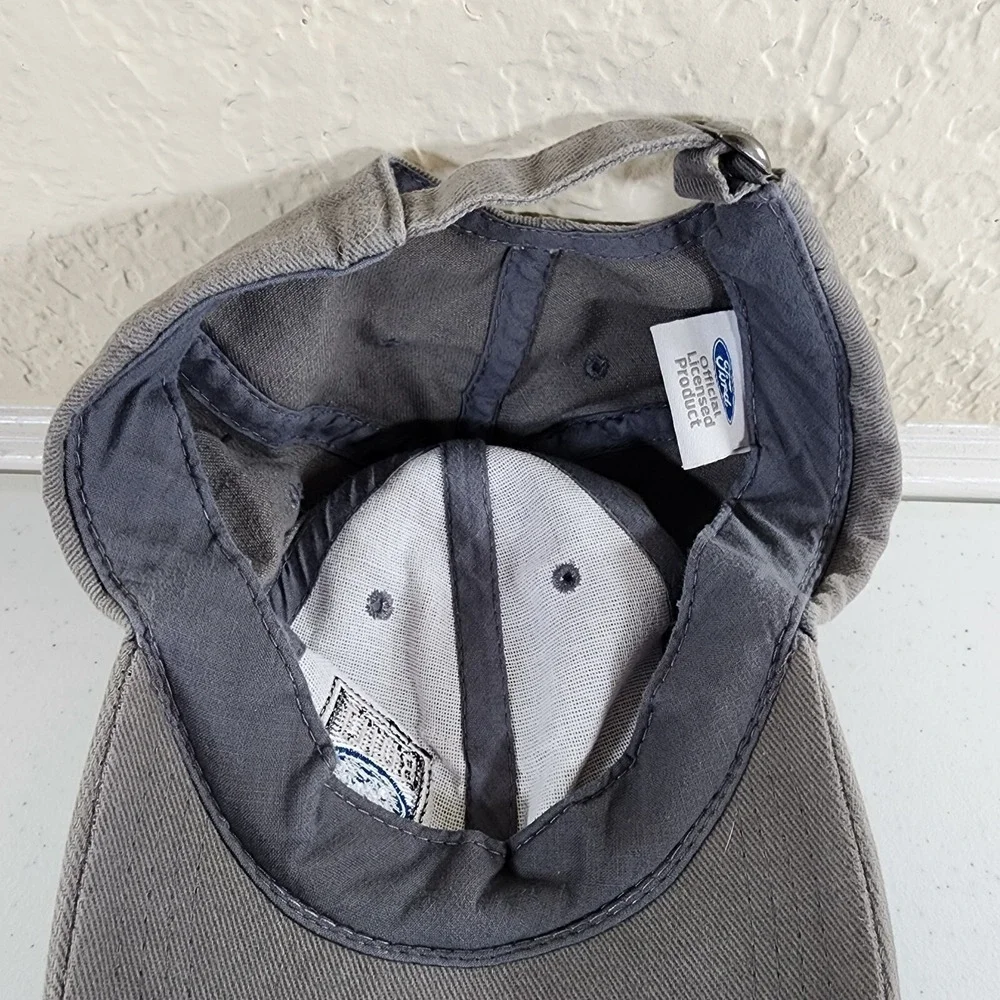 Built Ford Tough Logo Gray Adjustable Hat Vintage Dad Mom Workwear - Picture 9 of 10